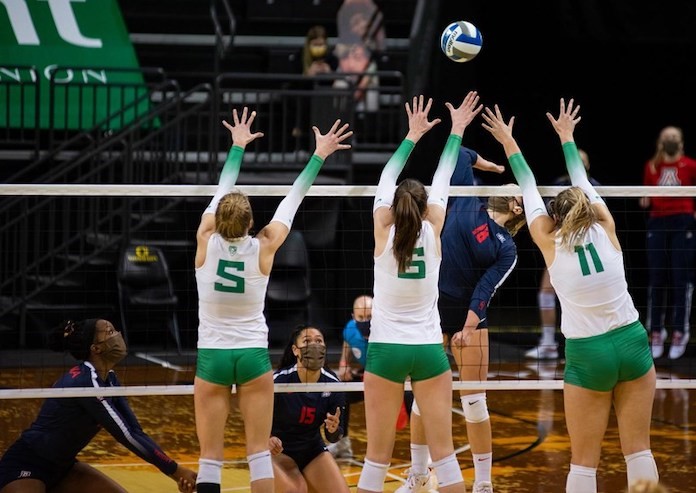 NCAA men's women's volleyball 2/15/2021-Oregon volleyball