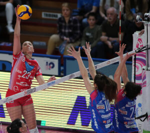 Jordan Larson, 2023 VNL team member, hits against Novara/LVF photo